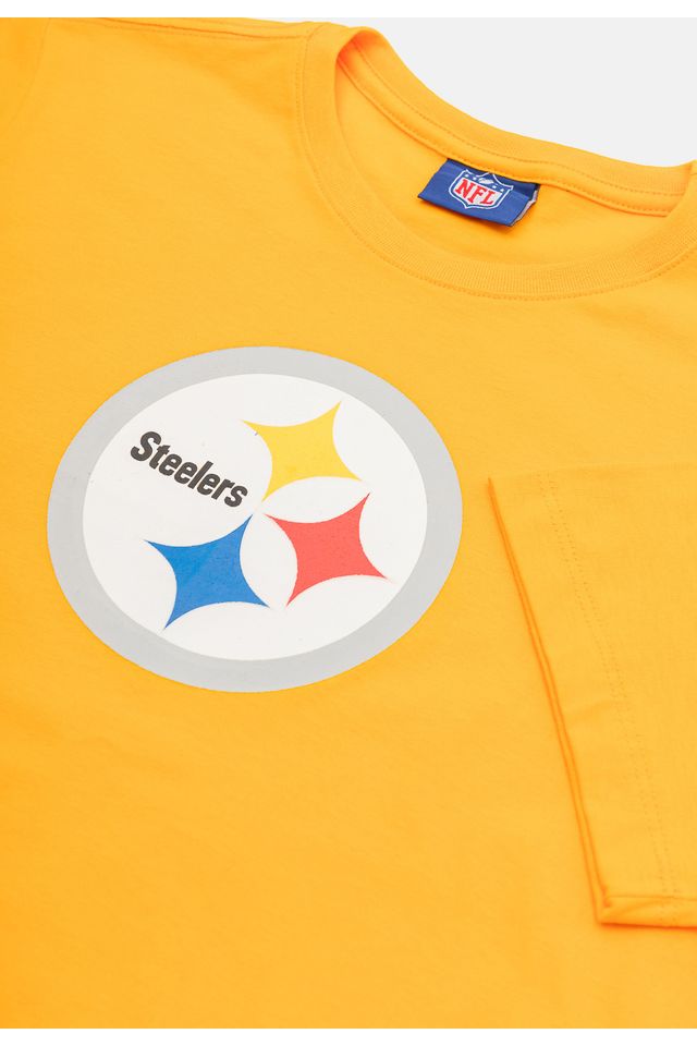 Camiseta-NFL-Juvenil-Pittsburgh-Steelers-Logo-Amarela