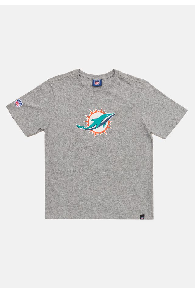 Camiseta-NFL-Juvenil-Miami-Dolphins-Logo-Cinza-Mescla