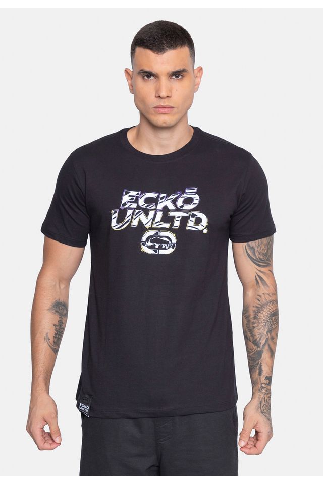 Camiseta-Ecko-Estampada-Preta