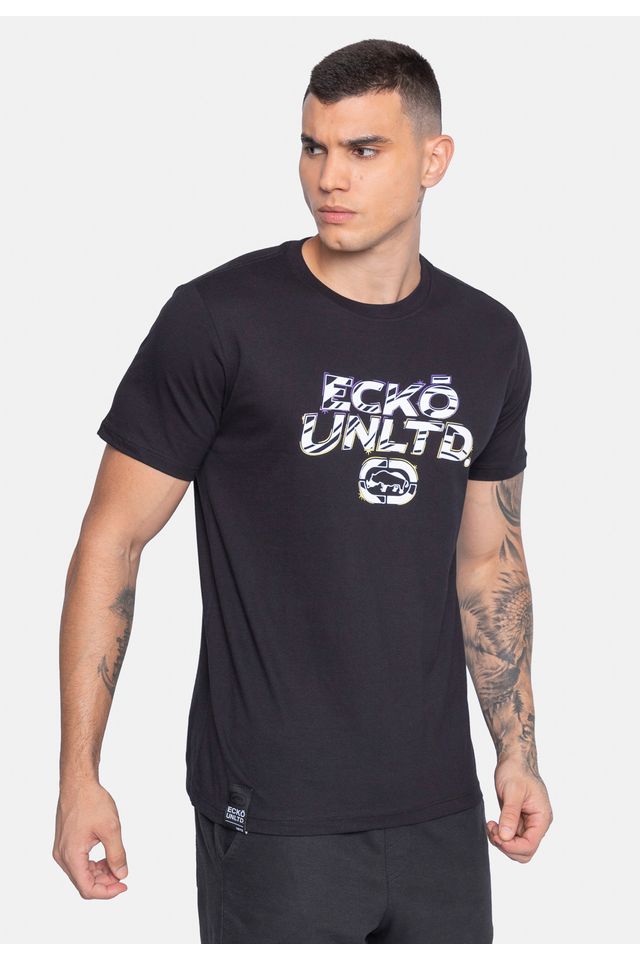 Camiseta-Ecko-Estampada-Preta