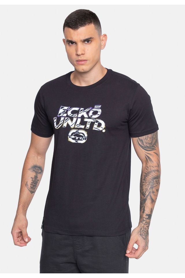 Camiseta-Ecko-Estampada-Preta
