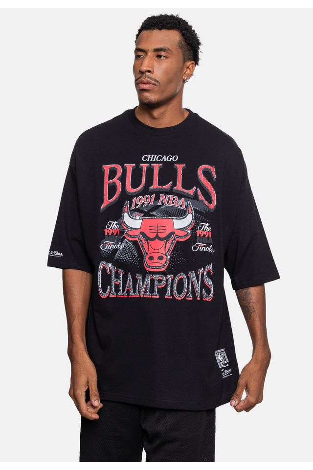 Camiseta-Mitchell---Ness-Oversize-Chicago-Bulls-Preta