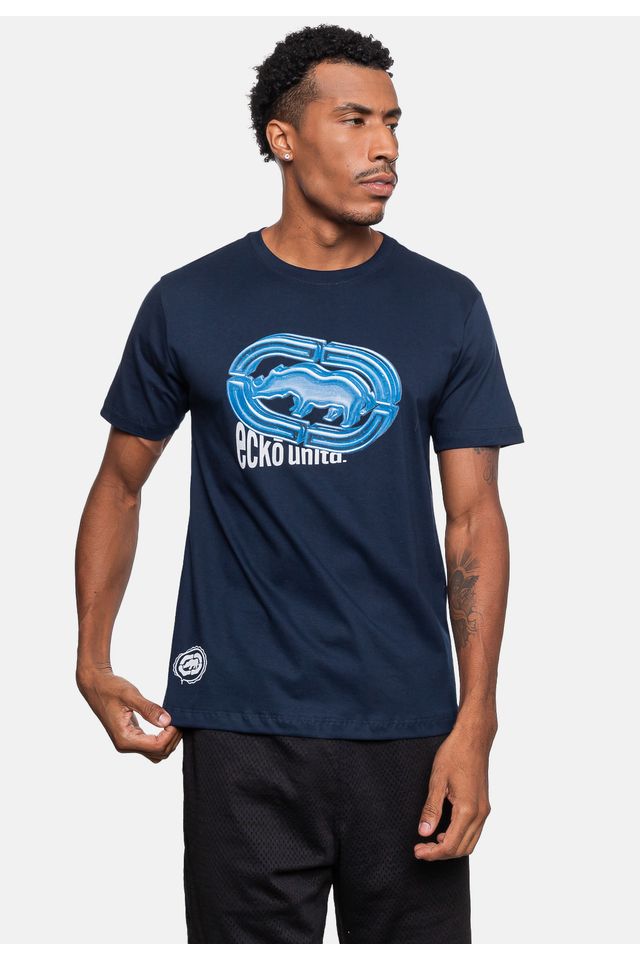 Camiseta-Ecko-Estampada-Azul-Marinho
