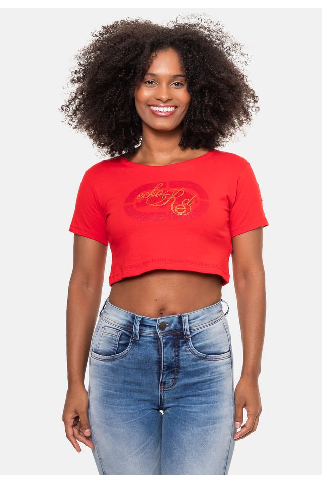 Camiseta-Ecko-Feminina-Cropped-Especial-Vermelha Camiseta-Ecko-Feminina-Cropped-Especial-Vermelha