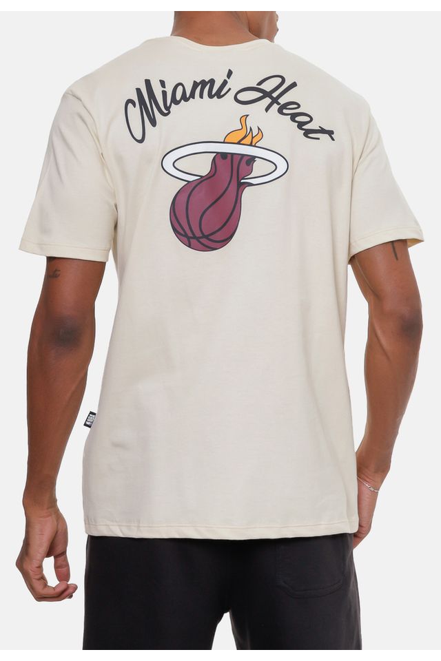 Camiseta-NBA-Estampada-Miami-Heat-Bege