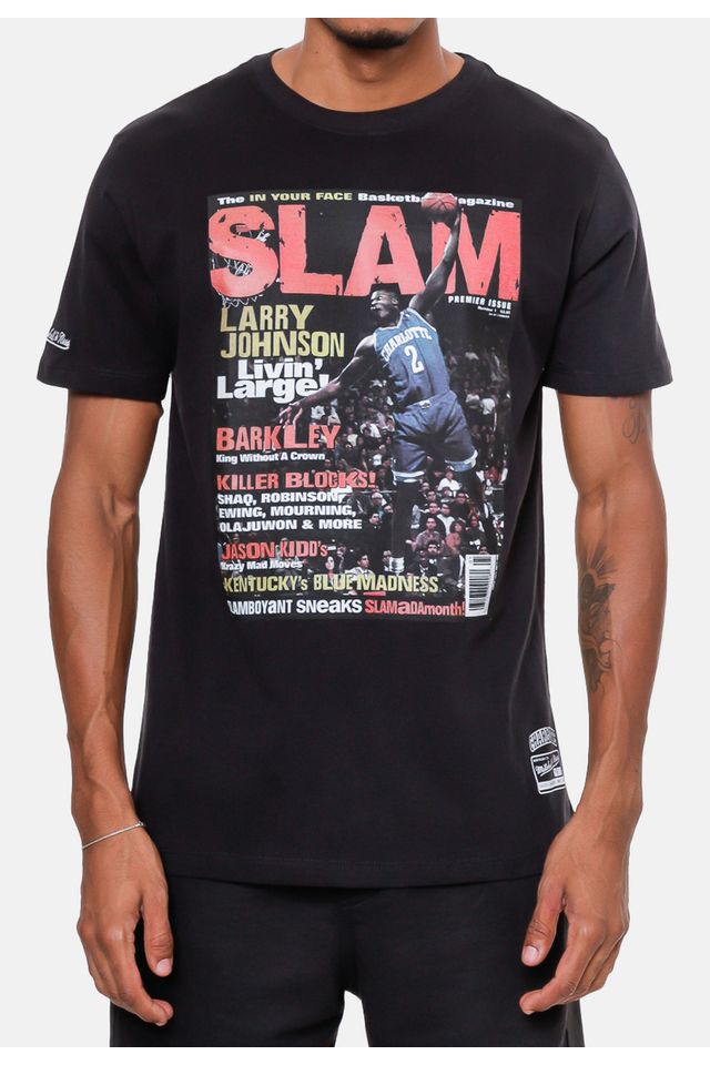 Camiseta-Mitchell---Ness-Slam-Larry-Johnson-Preta