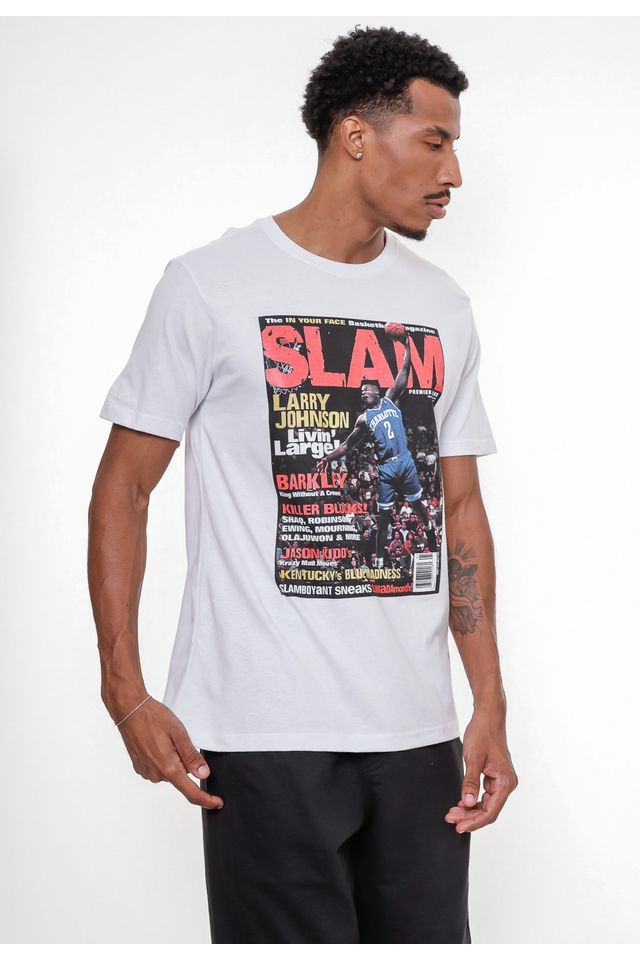 Camiseta-Mitchell---Ness-Slam-Larry-Johnson-Branca
