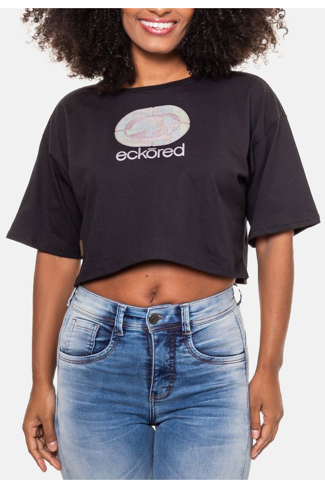 Camiseta-Ecko-Cropped-Preta