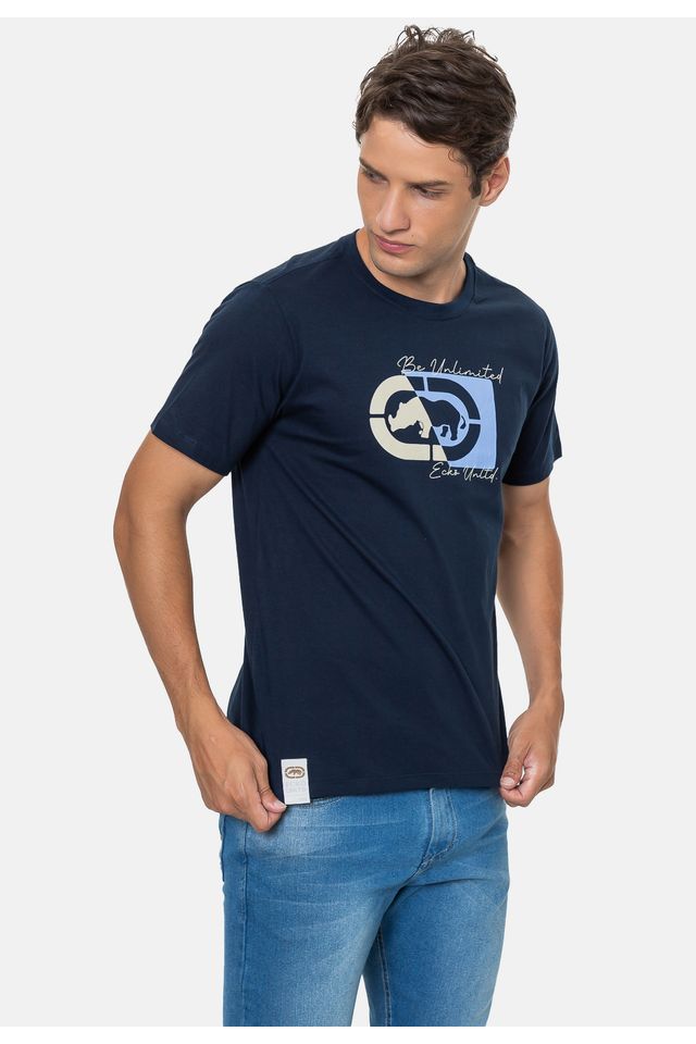 Camiseta-Ecko-Estampada-Azul-Marinho