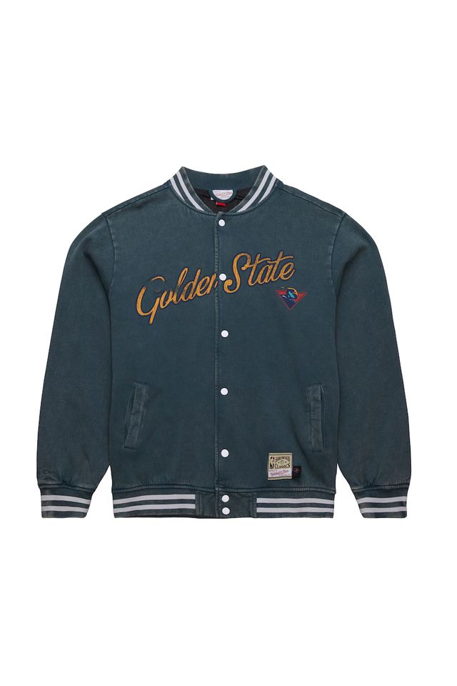 Jaqueta-Mitchell---Ness-Oversized-Varsity-Full-Snap-Golden-State-Warriors-Azul