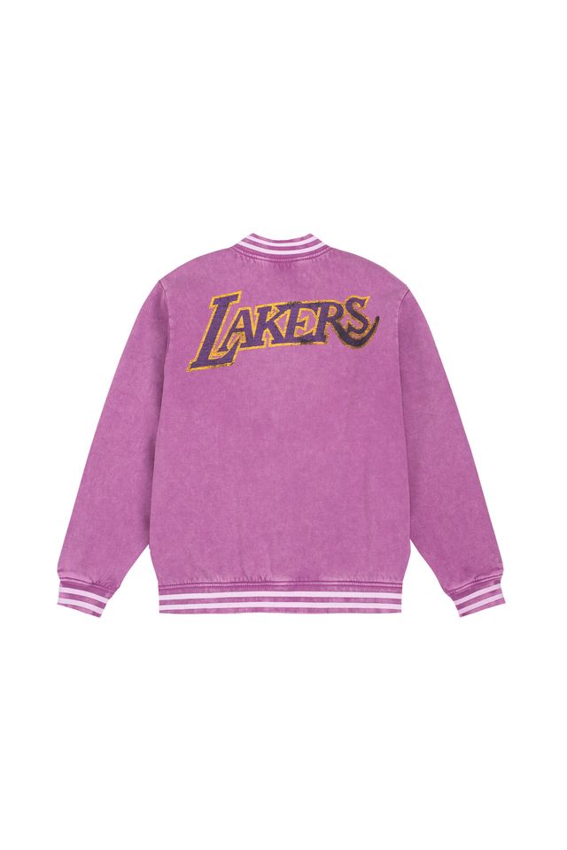 Jaqueta-Mitchell---Ness-Oversized-Varsity-Full-Snap-Los-Angeles-Lakers-Roxa