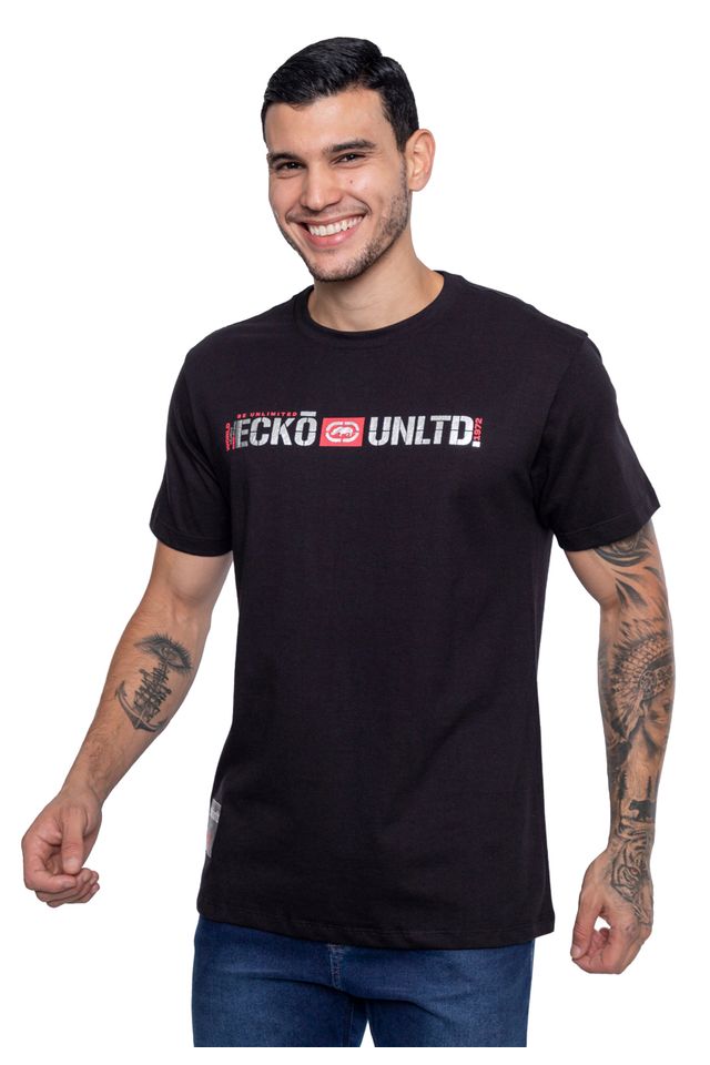 Camiseta-Ecko-Estampada-Preta