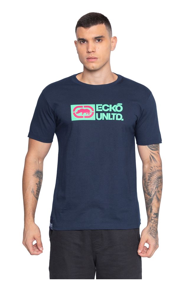Camiseta-Ecko-Estampada-Azul-Marinho