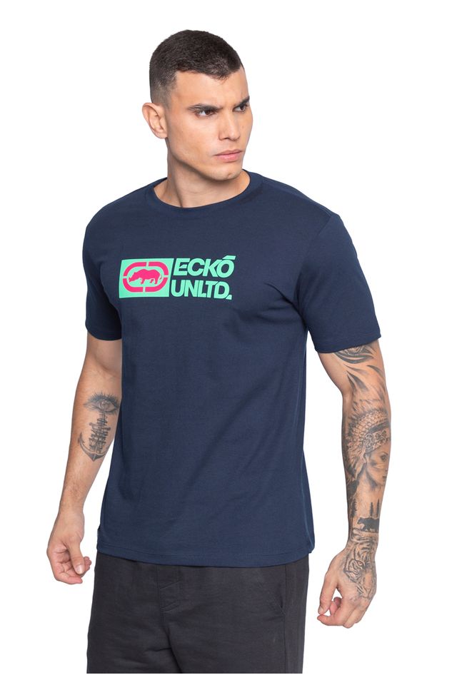 Camiseta-Ecko-Estampada-Azul-Marinho