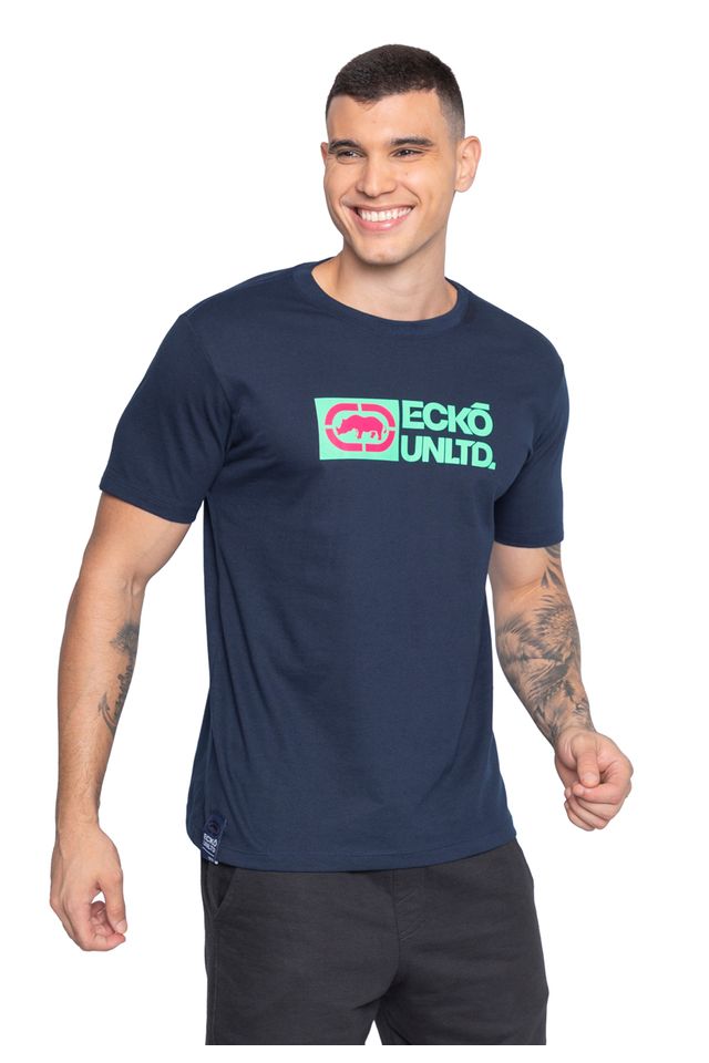 Camiseta-Ecko-Estampada-Azul-Marinho