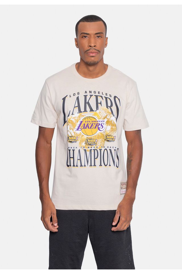 Camiseta-Mitchell---Ness-Especial-Los-Angeles-Lakers-Bege Camiseta-Mitchell---Ness-Especial-Los-Angeles-Lakers-Bege