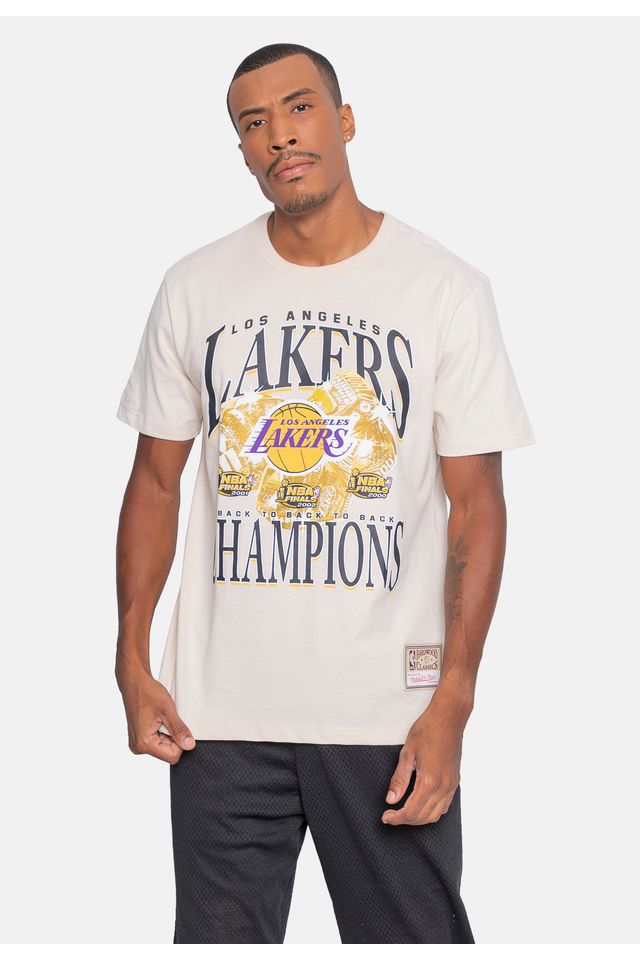 Camiseta-Mitchell---Ness-Especial-Los-Angeles-Lakers-Bege