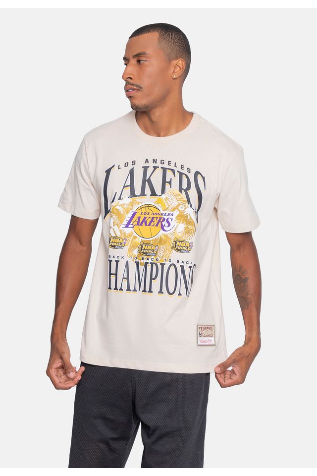 Camiseta-Mitchell---Ness-Especial-Los-Angeles-Lakers-Bege