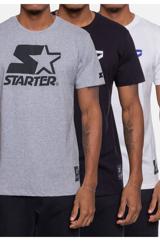 Camiseta-Starter-Especial-Kit-com-3-Pecas---Cinza-Preta-e-Branca Camiseta-Starter-Especial-Kit-com-3-Pecas---Cinza-Preta-e-Branca