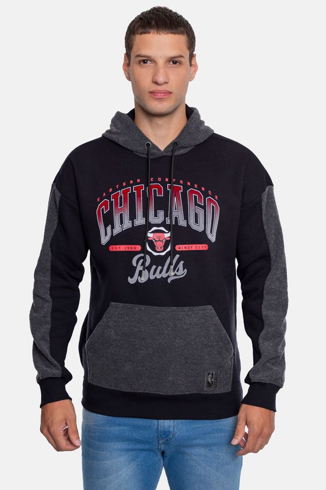 Moletom-NBA-Canguru-Fechado-Chicago-Bulls-Preto
