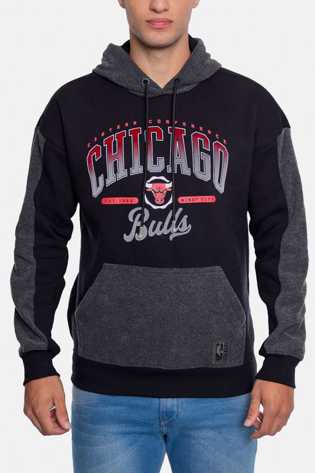 Moletom-NBA-Canguru-Fechado-Chicago-Bulls-Preto