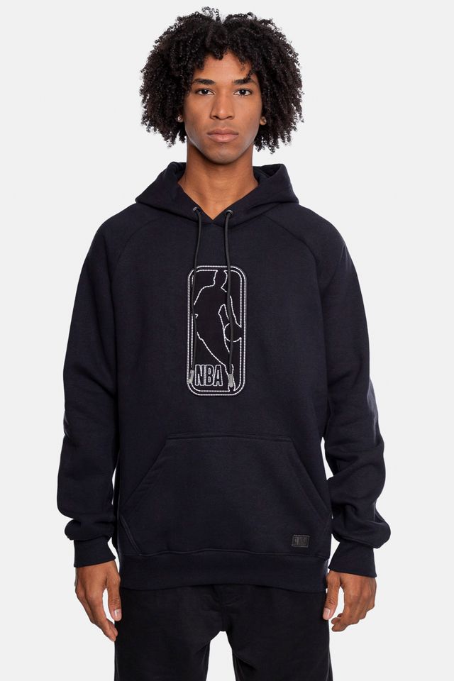 Moletom-NBA-Logo-Canguru-Fechado-Preta