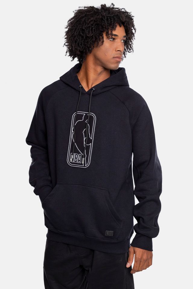 Moletom-NBA-Logo-Canguru-Fechado-Preta