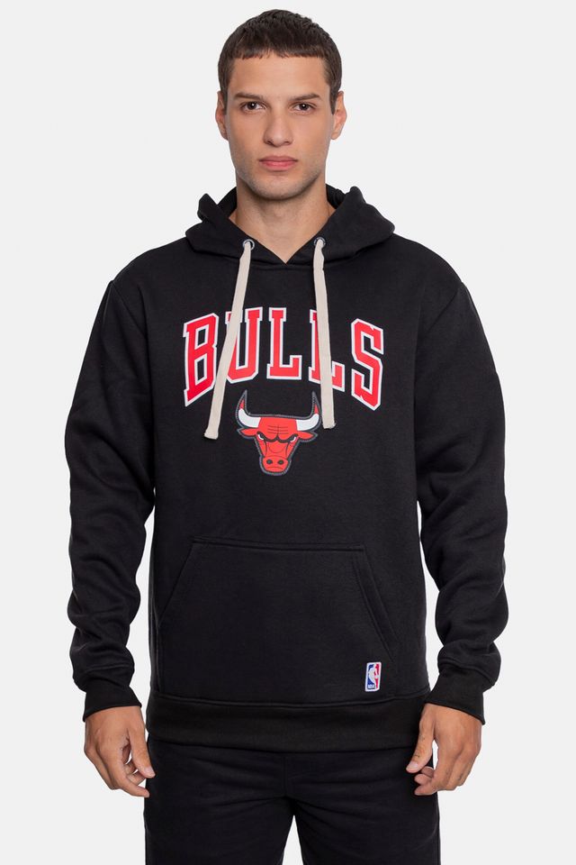 Moletom-NBA-Canguru-Fechado-Chicago-Bulls-Preta