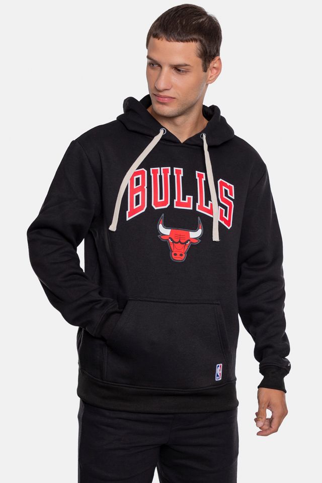 Moletom-NBA-Canguru-Fechado-Chicago-Bulls-Preta