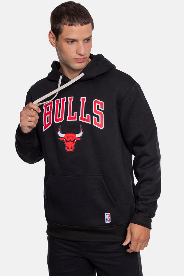 Moletom-NBA-Canguru-Fechado-Chicago-Bulls-Preta