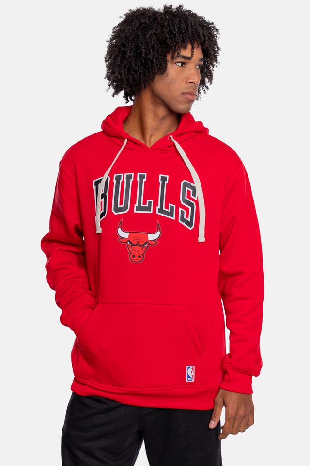 Moletom-NBA-Canguru-Fechado-Chicago-Bulls-Vermelho