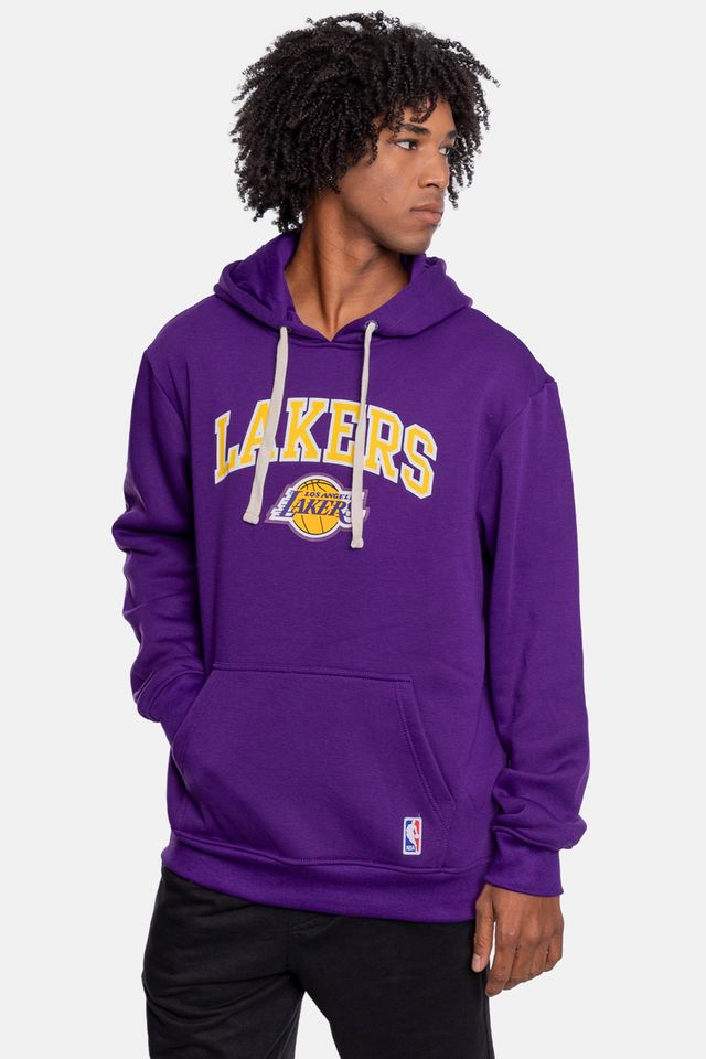Moletom-NBA-Canguru-Fechado-Los-Angeles-Lakers-Roxo