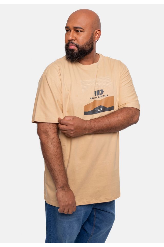 Camiseta-HD-Estampada-Plus-Size-Bege