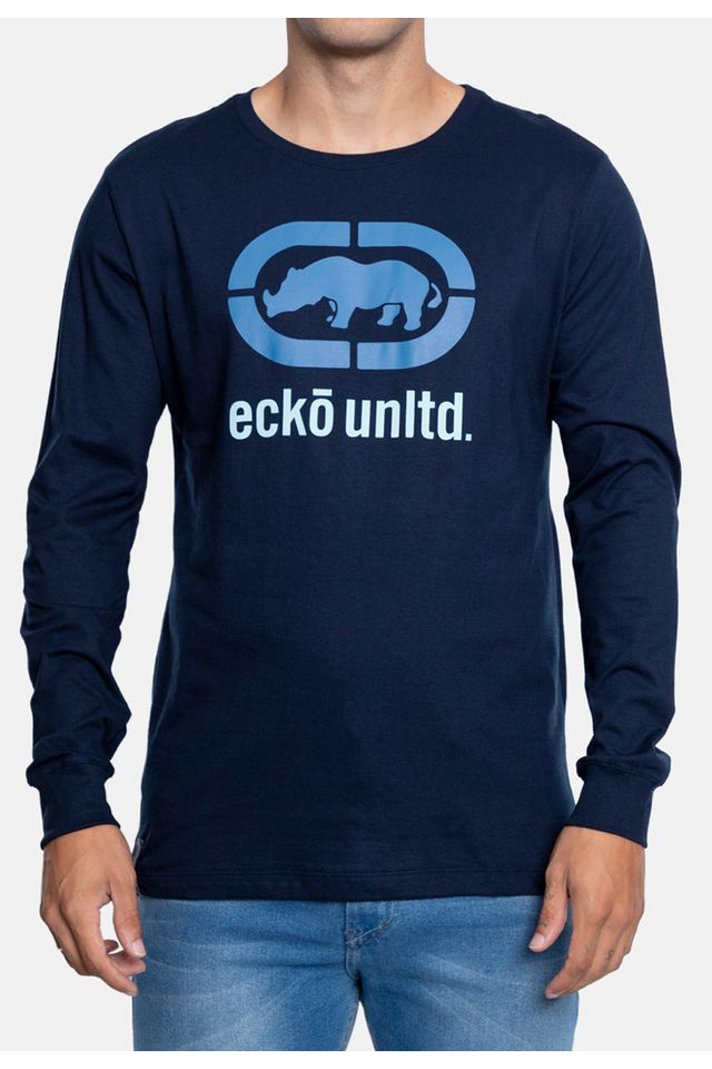 Camiseta-Ecko-Manga-Longa-Azul-Marinho