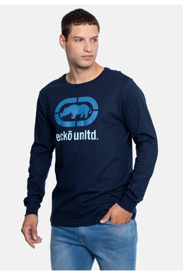 Camiseta-Ecko-Manga-Longa-Azul-Marinho