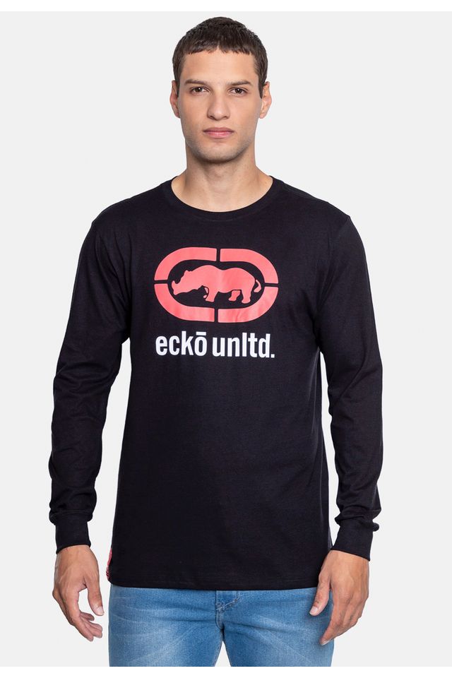Camiseta-Ecko-Manga-Longa-Preta