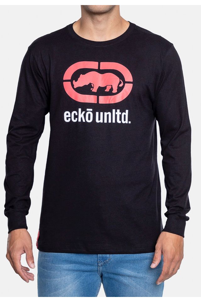 Camiseta-Ecko-Manga-Longa-Preta