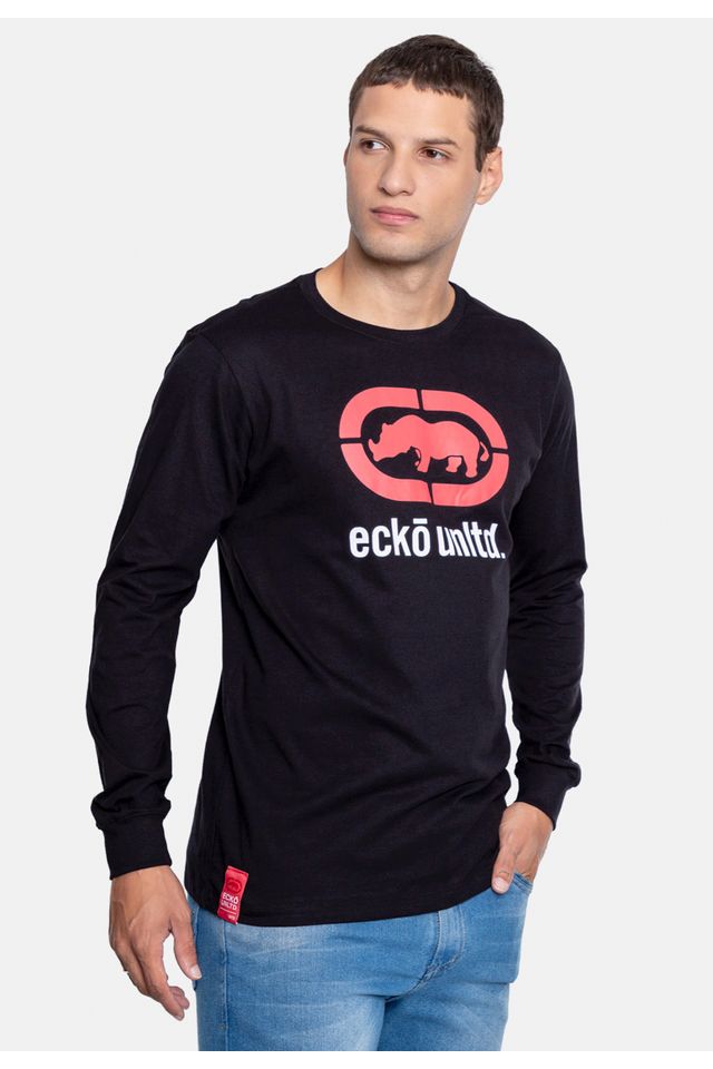 Camiseta-Ecko-Manga-Longa-Preta
