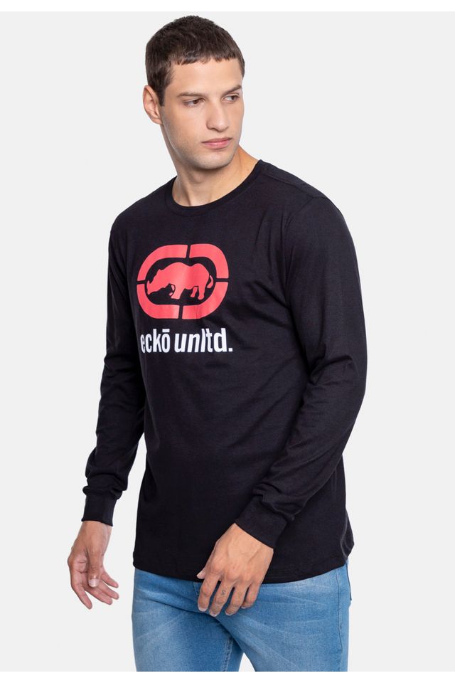 Camiseta-Ecko-Manga-Longa-Preta