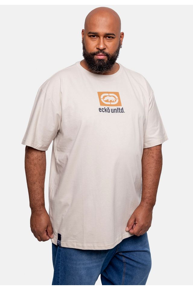 Camiseta-Ecko-Estampada-Plus-Size-Areia