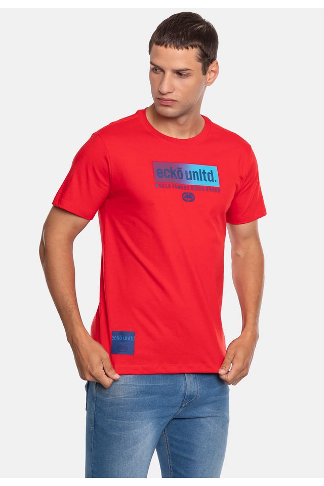 Camiseta-Ecko-Estampada-Vermelha