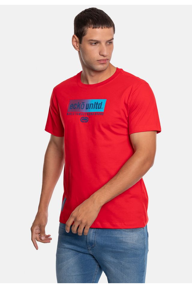 Camiseta-Ecko-Estampada-Vermelha