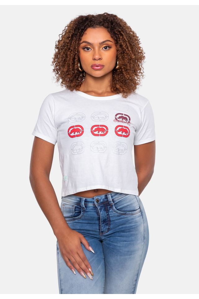 Camiseta-Ecko-Cropped-Branca-Off Camiseta-Ecko-Cropped-Branca-Off