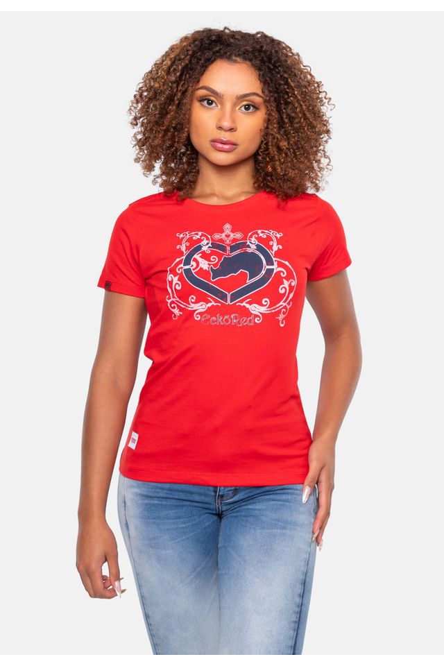 Camiseta-Ecko-Feminina-Estampada-Vermelha Camiseta-Ecko-Feminina-Estampada-Vermelha