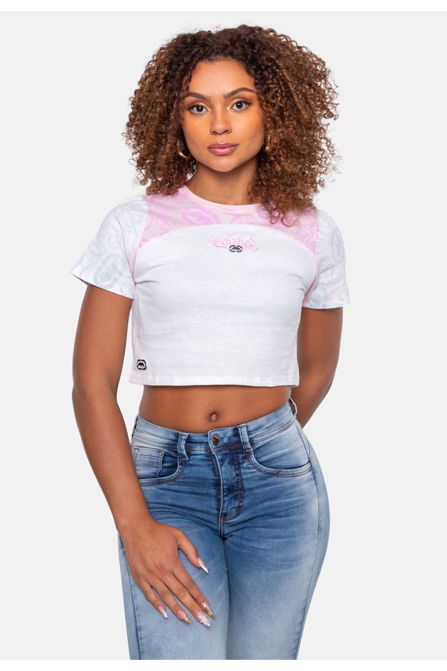 Camiseta-Ecko-Cropped-Branca Camiseta-Ecko-Cropped-Branca
