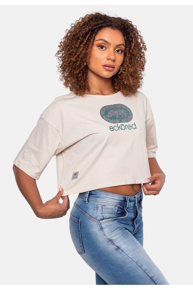 Camiseta-Ecko-Cropped-Areia