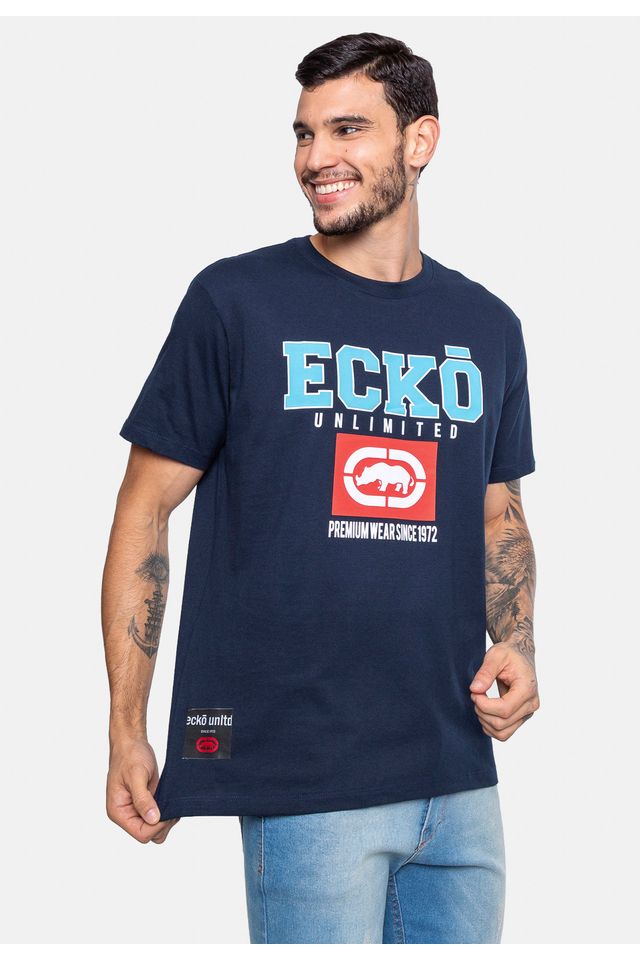 Camiseta-Ecko-Estampada-Azul-Marinho