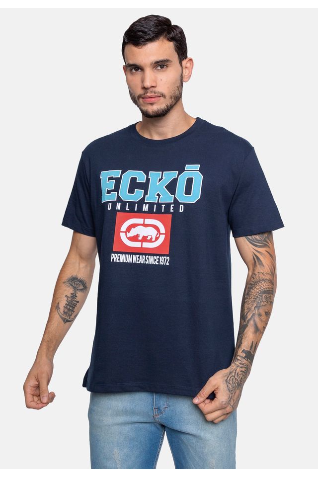 Camiseta-Ecko-Estampada-Azul-Marinho