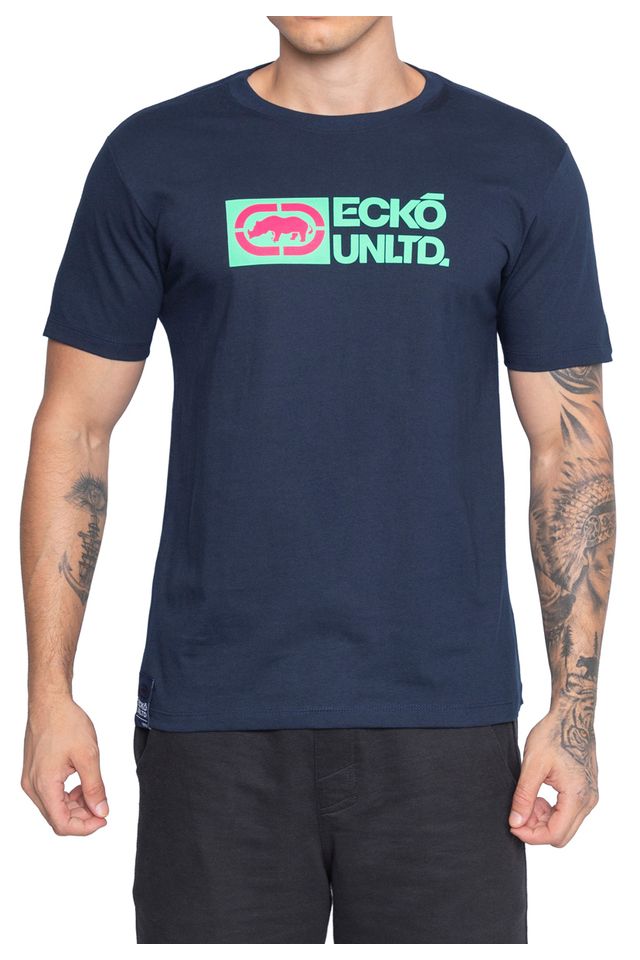 Camiseta-Ecko-Estampada-Azul-Marinho