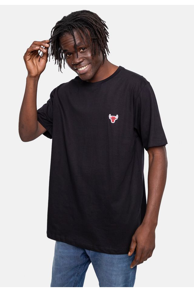 Camiseta-NBA-Estampada-Mini-Logo-Chicago-Bulls-Preta